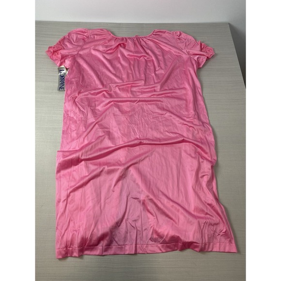 Vintage Lorraine Nightgown Womens 2X Pink‎ Button Front Lace Sleeves - Picture 8 of 8